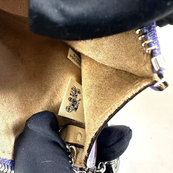 Coach CR825 Mini Skinny Id Case With Checkerboard Print IN Light Violet/Chalk - Picture 5 of 5